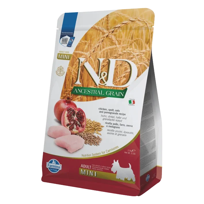 Farmina N&D dog AG adult mini, chicken, spelt, oats & pomegranate 2,5 kg