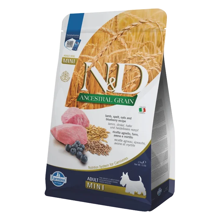Farmina N&D dog AG adult mini, lamb, spelt, oats & blueberry 2,5 kg