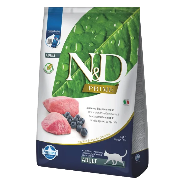 Farmina N&D cat PRIME (GF) adult, lamb & blueberry 5 kg