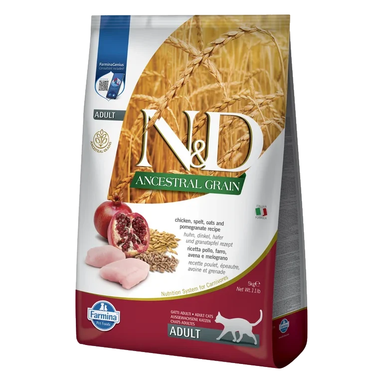 Farmina N&D cat AG adult, chicken, spelt, oats & pomegranate 5 kg
