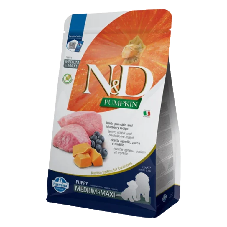 Farmina N&D dog PUMPKIN (GF) puppy medium & maxi, lamb & blueberry 2,5 kg