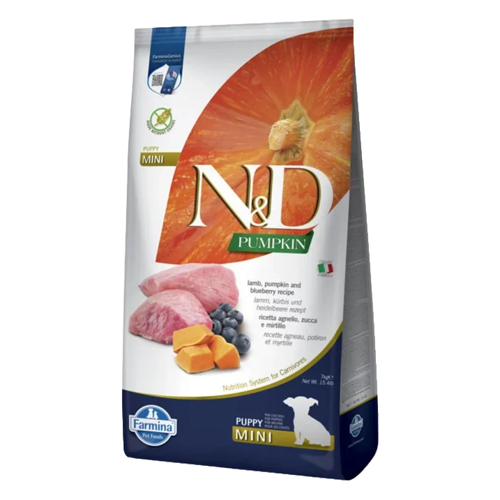 Farmina N&D dog PUMPKIN (GF) puppy mini, lamb & blueberry 7 kg