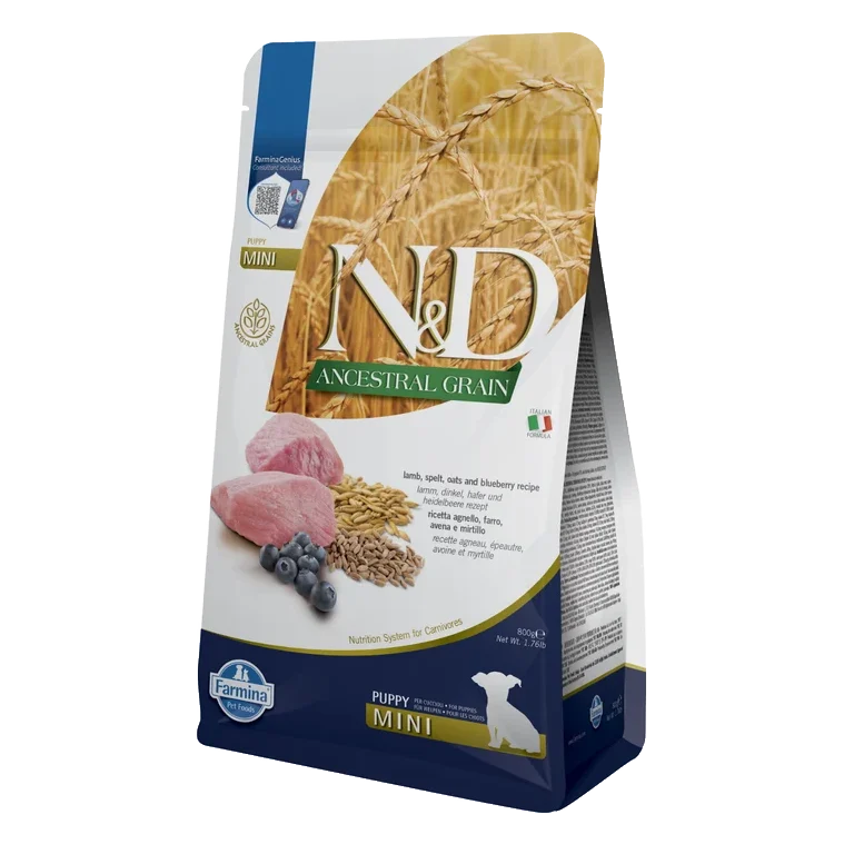 Farmina N&D dog AG puppy mini, lamb, spelt, oats & blueberry 0,8 kg