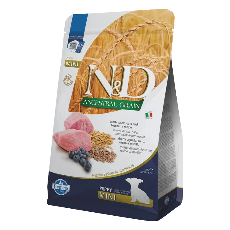 Farmina N&D dog AG puppy mini, lamb, spelt, oats & blueberry 2,5 kg