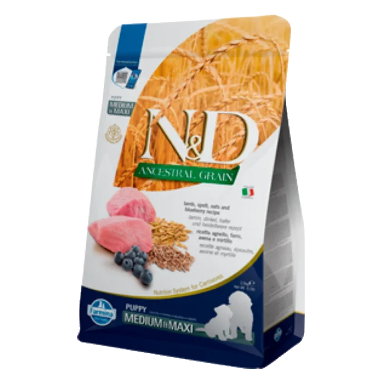 Farmina N&D dog AG puppy medium & maxi, lamb, spelt, oats & blueberry 2,5 kg