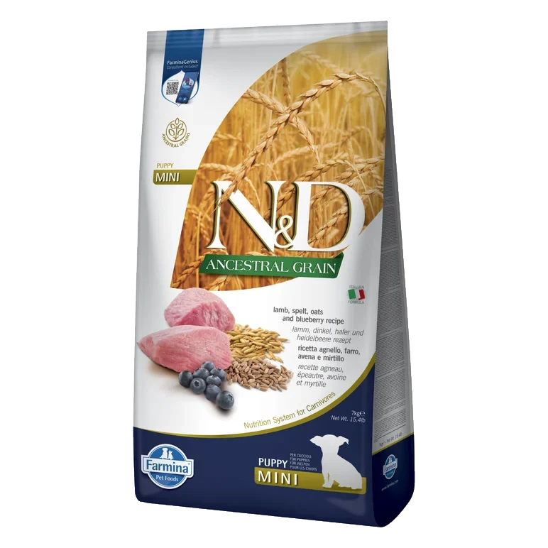 Farmina N&D dog AG puppy mini, lamb, spelt, oats & blueberry 7 kg