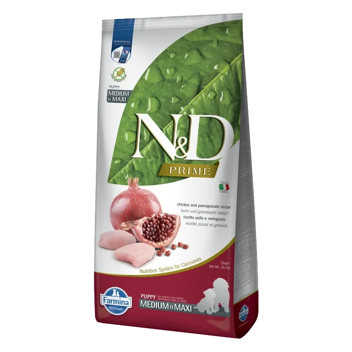Farmina N&D dog PRIME (GF) puppy medium & maxi, chicken & pomegranate 12 kg