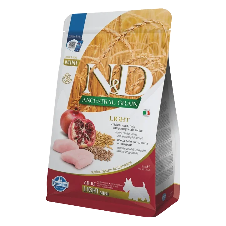 Farmina N&D dog AG adult mini, light, chicken, spelt, oats & pomegranate 2,5 kg