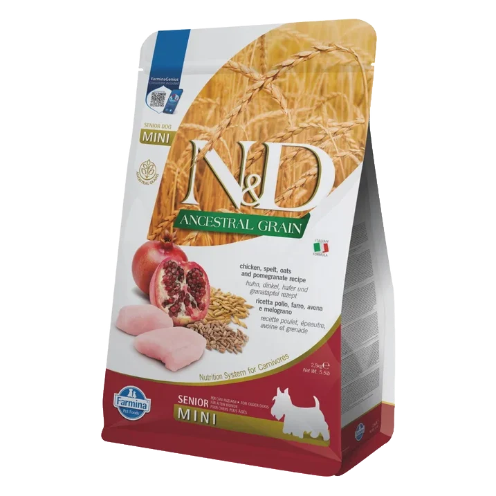 Farmina N&D dog AG senior mini, chicken, spelt, oats & pomegranate 2,5 kg
