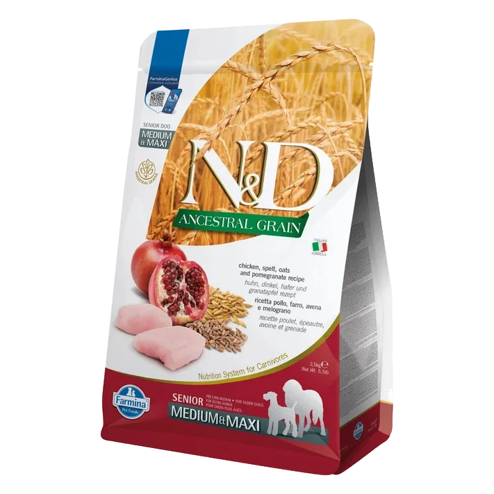 Farmina N&D dog AG senior medium & maxi, chicken, spelt, oats & pomegranate 2,5 kg