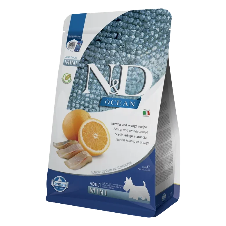 Farmina N&D dog OCEAN (GF) adult mini, herring & orange 2,5 kg