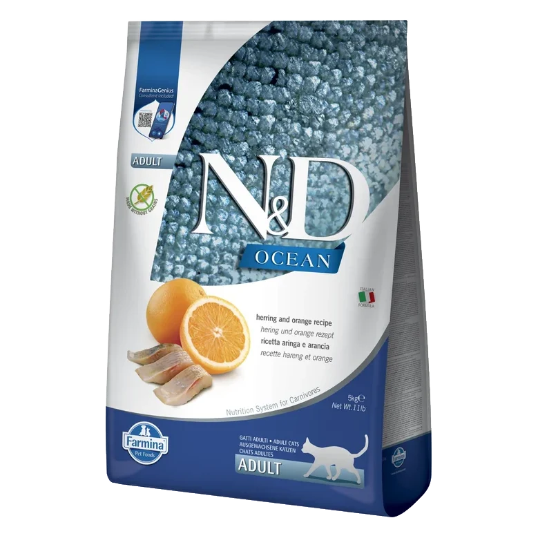 Farmina N&D cat OCEAN (GF) adult, herring & orange 5 kg
