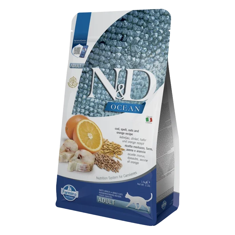Farmina N&D cat OCEAN (AG) adult, codfish, spelt, oats & orange 1,5 kg