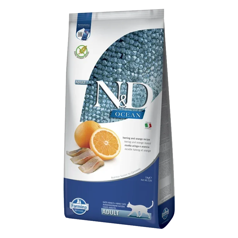 Farmina N&D cat OCEAN (GF) adult, herring & orange 10 kg
