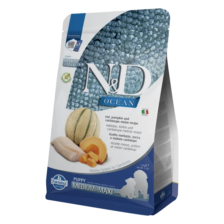 Farmina N&D dog OCEAN PUMPKIN (GF) puppy medium & maxi, cod & cantaloupe melon 2,5 kg