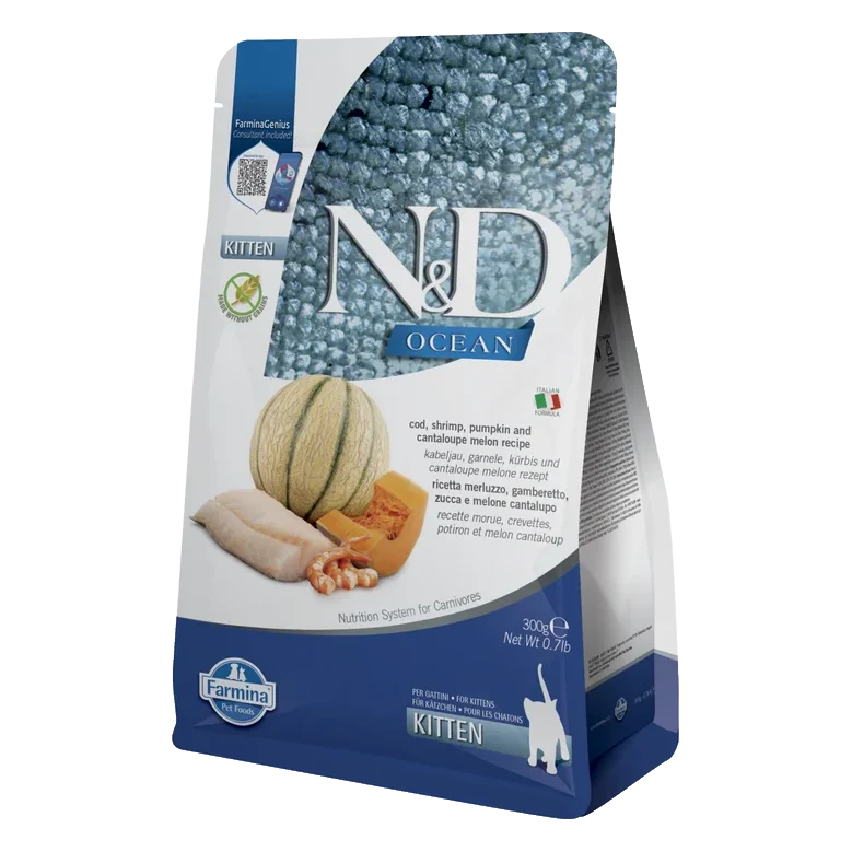 Farmina N&D cat OCEAN PUMPKIN (GF) kitten, cod, shrimp & cantaloupe melon 0,3 kg