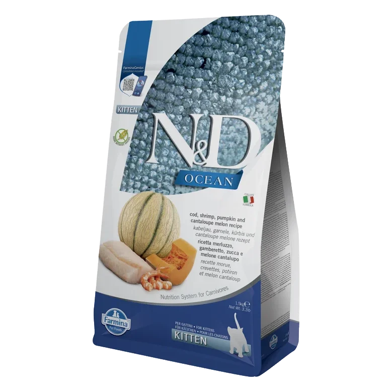 Farmina N&D cat OCEAN PUMPKIN (GF) kitten, cod, shrimp & cantaloupe melon 1,5 kg