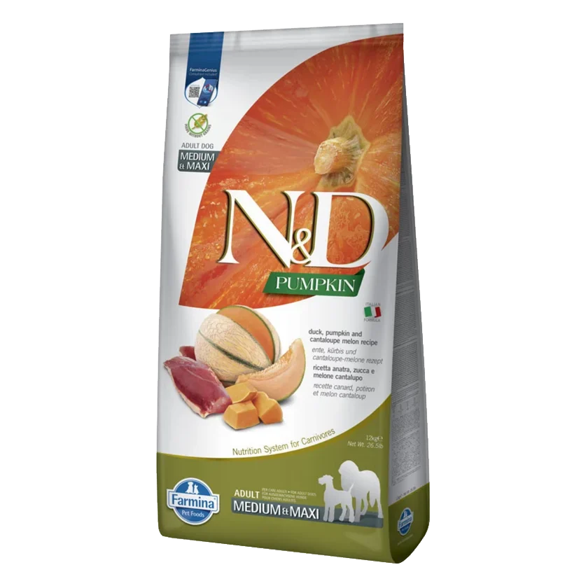 Farmina N&D dog PUMPKIN (GF) adult medium & maxi, duck & cantaluope 12 kg