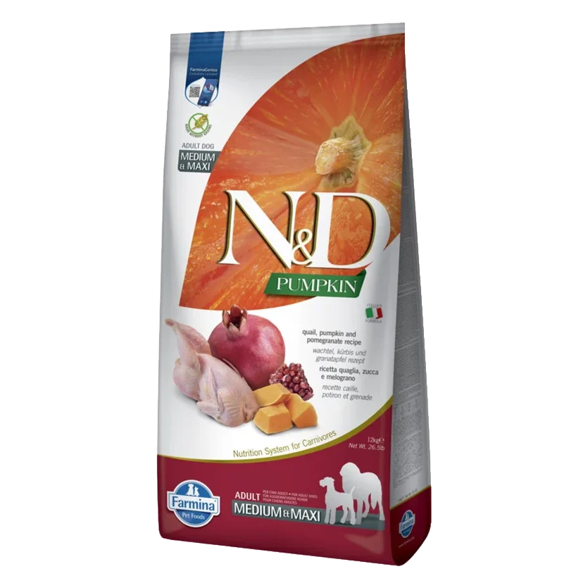 Farmina N&D dog PUMPKIN (GF) adult medium & maxi, quail & pomegranate 12 kg