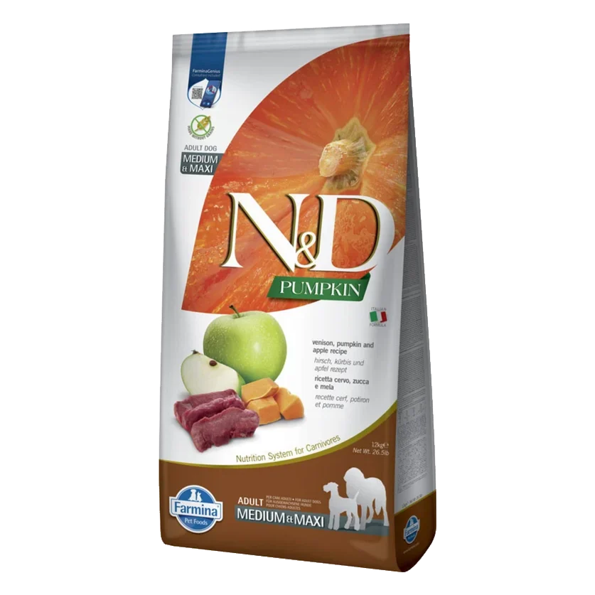 Farmina N&D dog PUMPKIN (GF) adult medium & maxi, venison & apple 12 kg