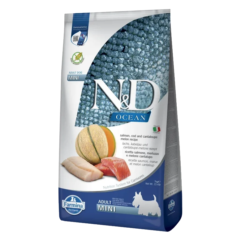 Farmina N&D dog OCEAN (GF) adult mini, salmon, cod & cantaloupe melon 7 kg