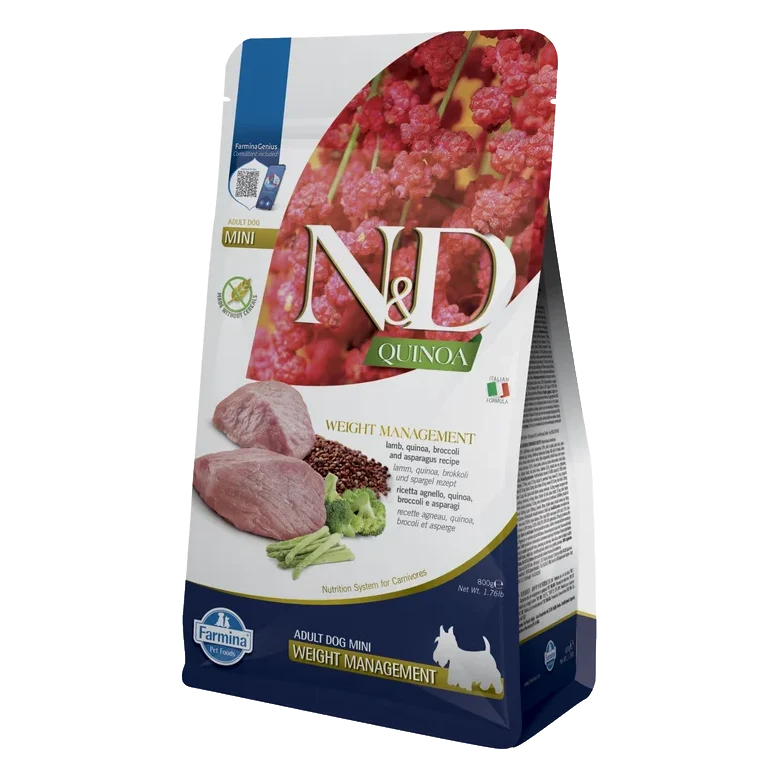 Farmina N&D dog QUINOA (GF) adult mini, weight managment, lamb 0,8 kg