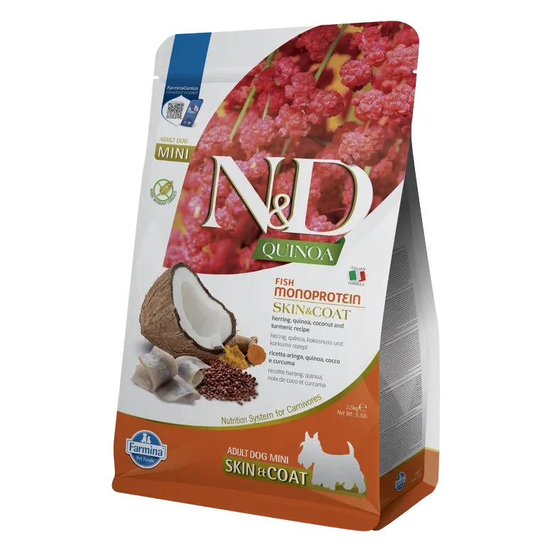 Farmina N&D dog QUINOA (GF) adult mini, skin & coat, herring & coconut 2,5 kg