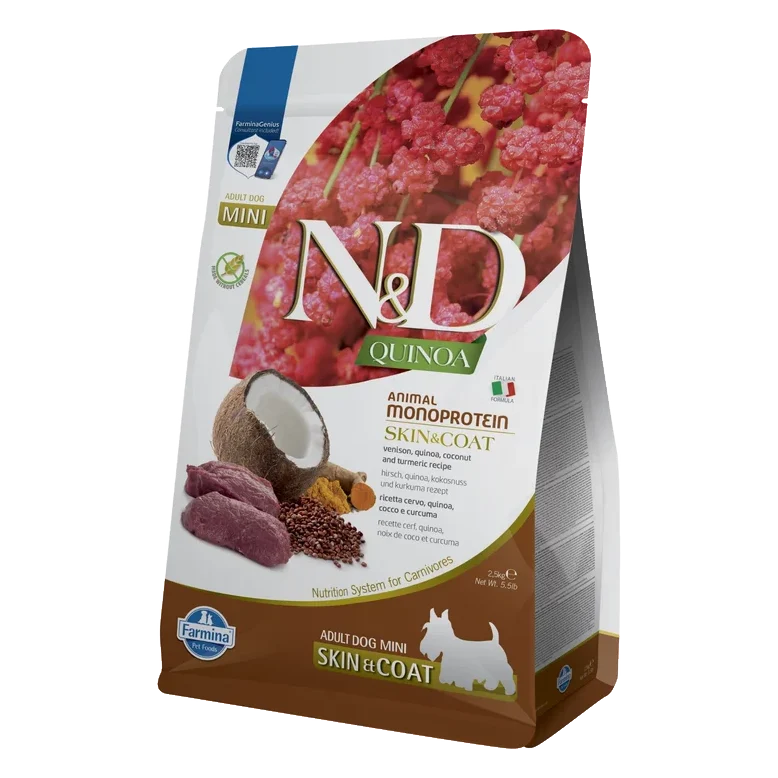 Farmina N&D dog QUINOA (GF) adult mini, skin & coat, venison & coconut 2,5 kg
