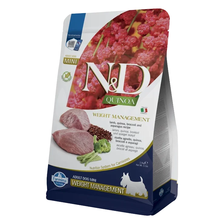 Farmina N&D dog QUINOA (GF) adult mini, weight managment, lamb 2,5 kg