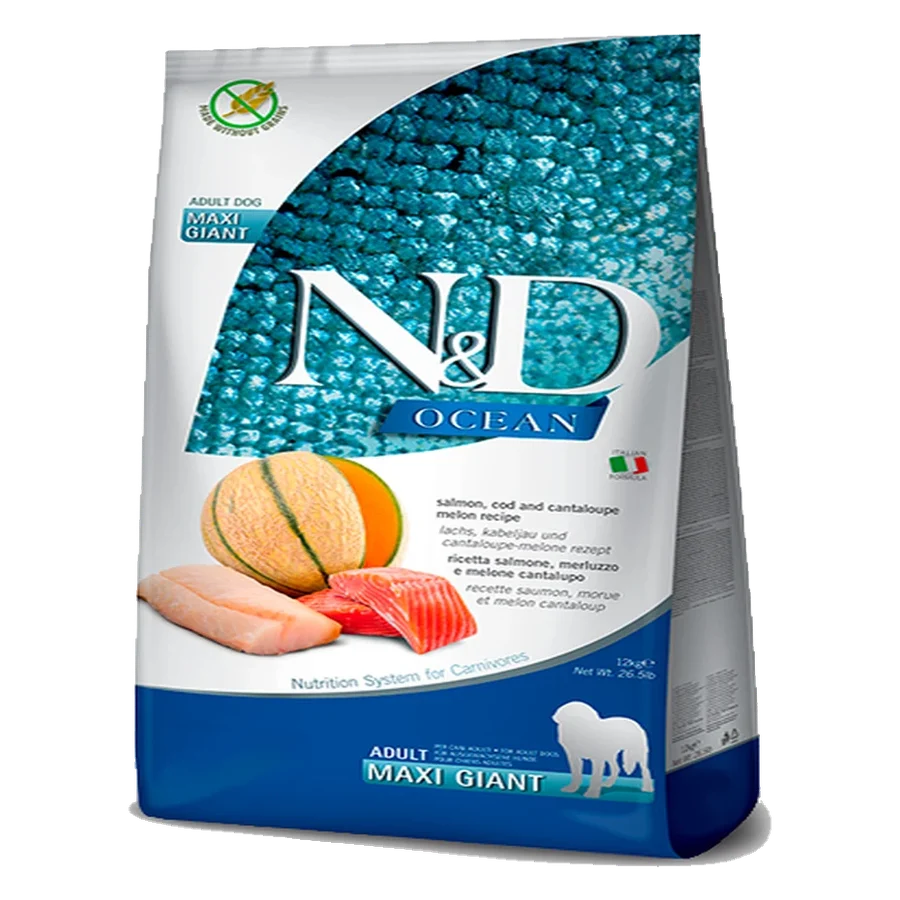 Farmina N&D dog OCEAN (GF) adult giant maxi, salmon, cod & cantaloupe melon 12 kg