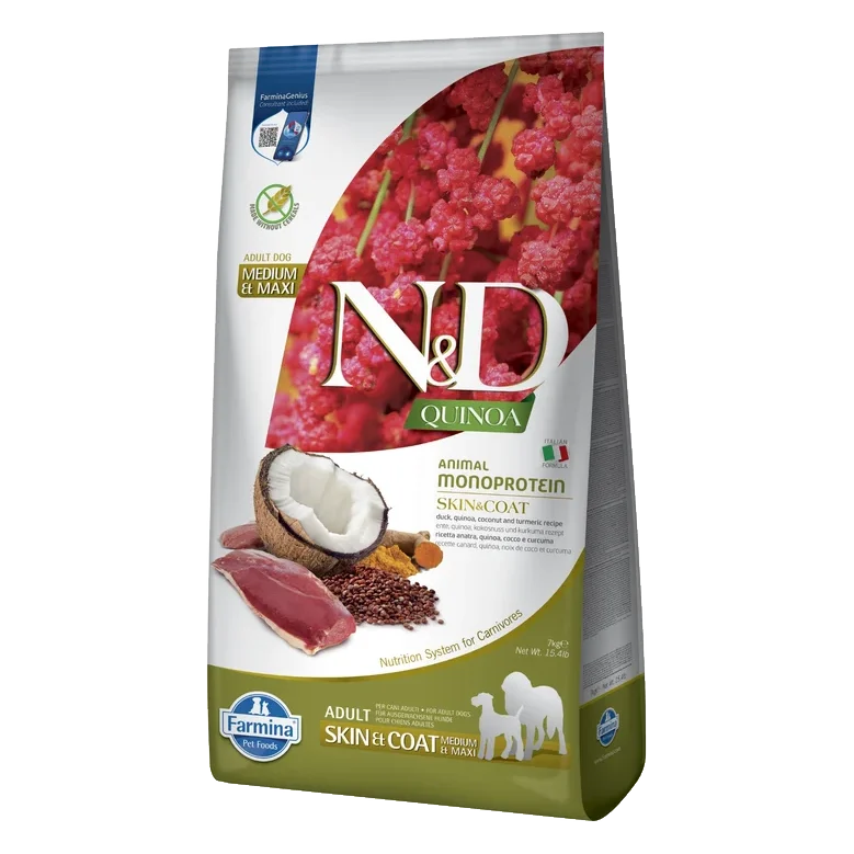 Farmina N&D dog QUINOA (GF) adult medium & maxi, skin & coat, duck & coconout 7 kg