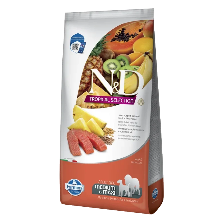 Farmina N&D dog TROPICAL SELECTION (AG) adult medium & maxi, salmon 10 kg