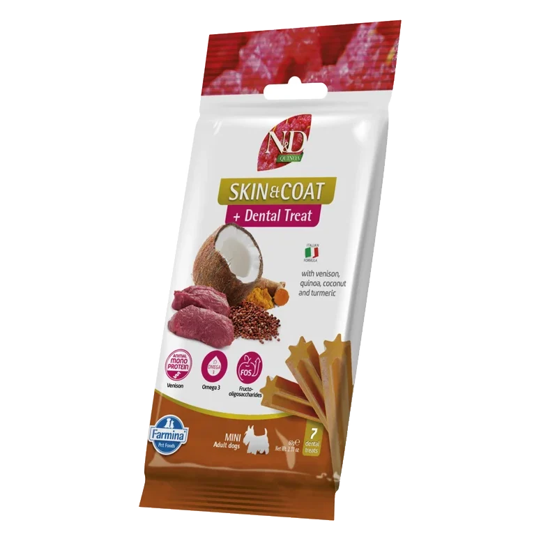 Pamlsok Farmina Quinoa Dog Skin Coat Venison Adult Mini 60g