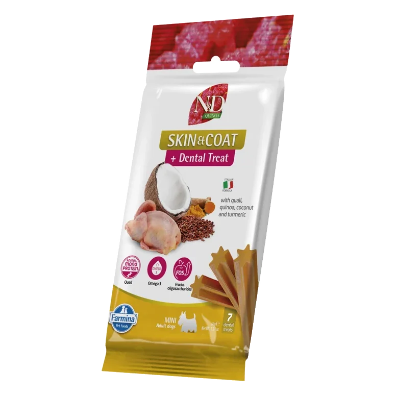 Pamlsok Farmina Quinoa Dog Skin Coat Quail Adult Mini 60g