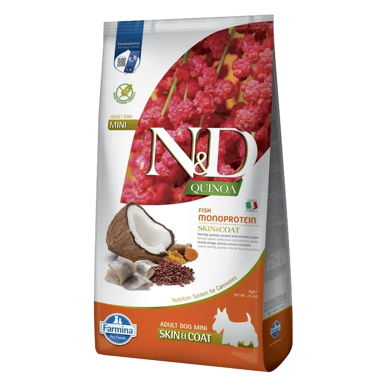 Farmina N&D dog QUINOA (GF) adult mini, skin & coat, herring & coconut 7 kg