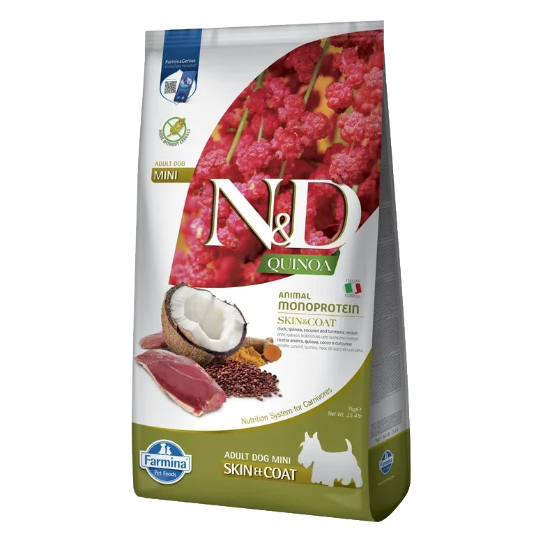Farmina N&D dog QUINOA (GF) adult mini, skin & coat, duck & coconut 7 kg