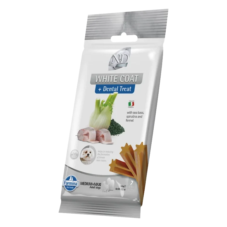 Pamlsok Farmina ND White Dog Sea Bass Fenn Rice Spiru Adult medium & maxi 100g