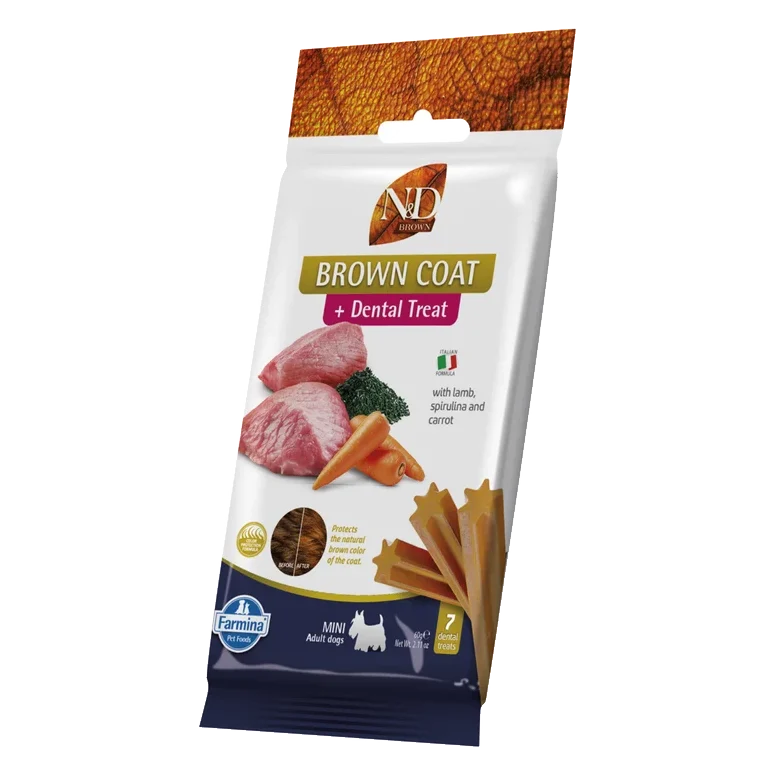 Pamlsok Farmina ND Brown Dog Lamb Potato Carrot Spirul Adult Mini 60g