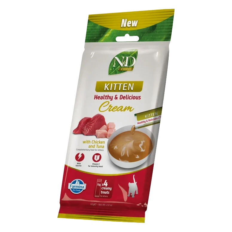 Pamlsok Farmina Creamy N&D Prime Cat with Chicken & Tuna Kitten 60 g