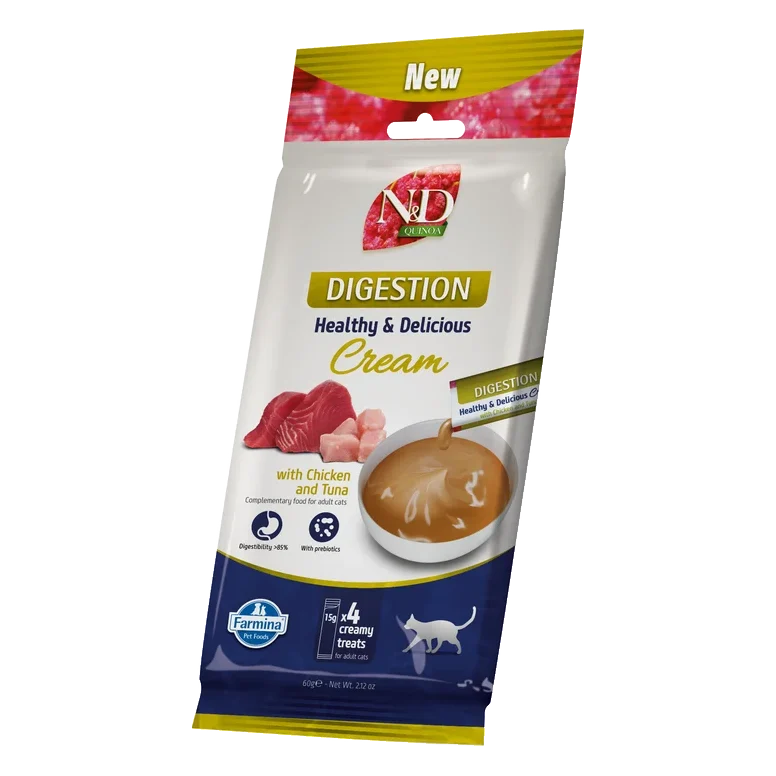 Pamlsok Farmina Creamy N&D Quinoa Cat Digestion with Chicken & Tuna Adult 60 g