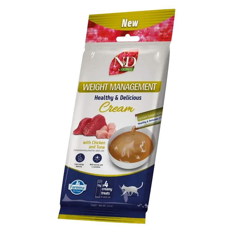 Pamlsok Farmina Creamy N&D Quinoa Cat Weight Management with Chicken & Tuna Adult 60 g